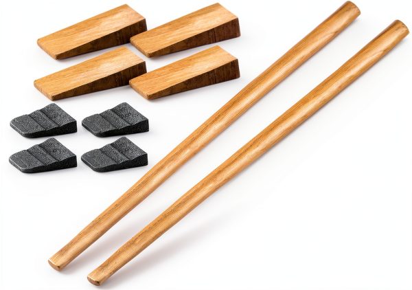 Bucherry 2 Sets 36" Replacement Hammer Handle Kit Includes 2 Sledge Hammer Handle Replacement, 4 Wood Wedges and 4 Steel Wedges for Decking Framing Carpentry Construction DIY Sledge Axe Tool-0