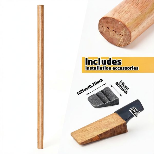 Bucherry 2 Sets 36" Replacement Hammer Handle Kit Includes 2 Sledge Hammer Handle Replacement, 4 Wood Wedges and 4 Steel Wedges for Decking Framing Carpentry Construction DIY Sledge Axe Tool-1